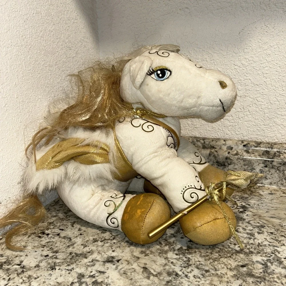 Build A Bear Workshop Enchanted‎ Horse Gold & White With Saddle, Wings & Wand P1